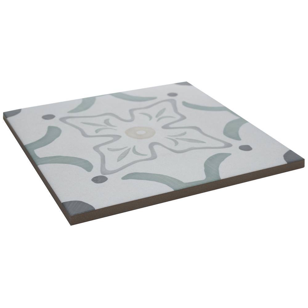 Agave Flora Green and Gray Matte Porcelain Floor and Wall Tile
