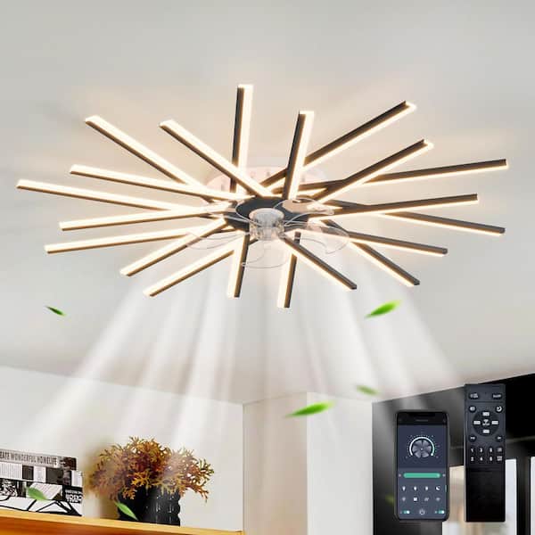 44.9 in. Indoor Black Reversible Low Profile Ceiling Fan with Dimmable Intagrated LED Light and Remote Included