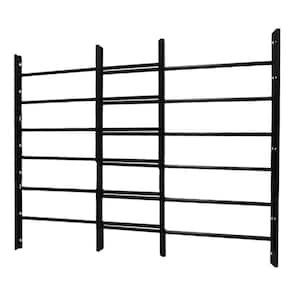 6-Bar Adjustable 22-3/4 in. to 38-1/2 in. Horizontal Fixed Black Window Security Guard