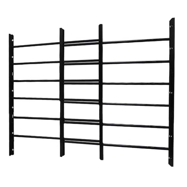 Unique Home Designs 6-Bar Adjustable 22-3/4 in. to 38-1/2 in. Horizontal Fixed Black Window Security Guard