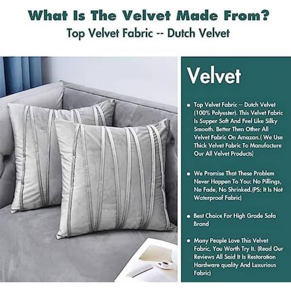 Outdoor Decorative Plush Velvet Throw Pillow Covers Sofa Accent Couch Pillows Set of 2, Gray