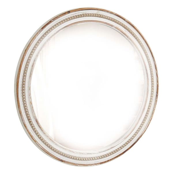 YESSKY DOWELL ENTER LLC 24 in. W x 24 in. H Wood Framed Mirror Round Wall Mirror Circle Mirror Vanity Mirror for Bedroom, Entryway, Living Room