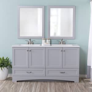 Lancaster 60.25 in. W x 18.75 in. D Shaker Bath Vanity in Pearl Gray with White Cultured Marble Top
