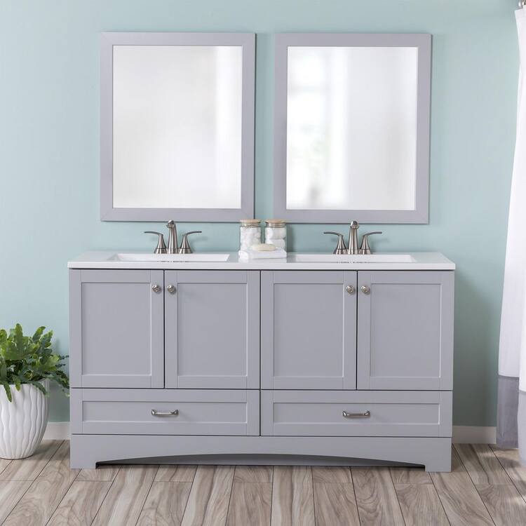 Glacier Bay Lancaster 60 In. W X 19 In. D X 33 In. H Double Sink Bath ...