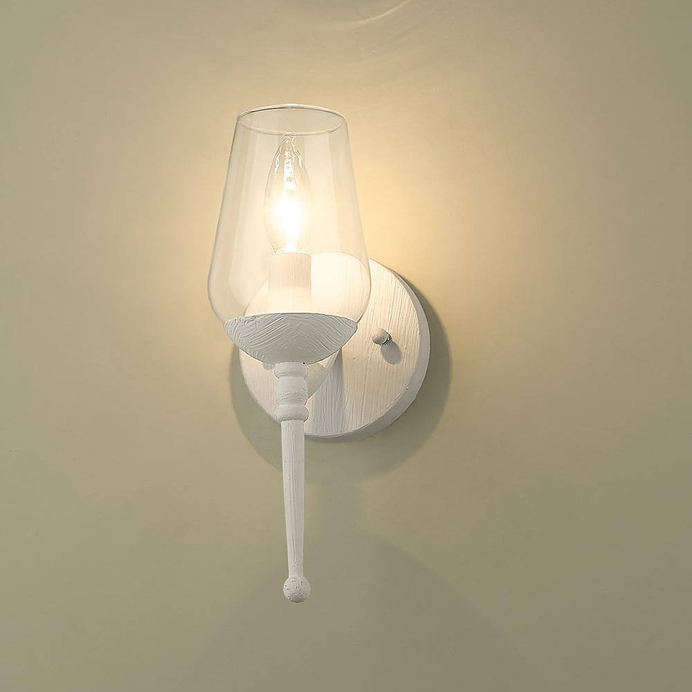 Regent Textured White Plaster Wall Sconce with Clear Glass Shade