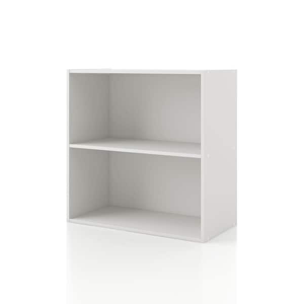 Quincy 23.7 in. Tall Stackable White Engineered wood 2-Shelf Modern Modular Bookcase
