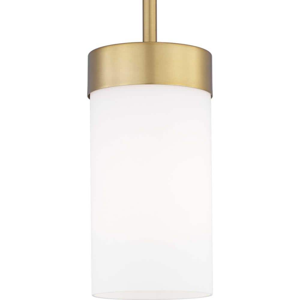 Brushed Bronze Mini Pendant with Etched White Glass Shade