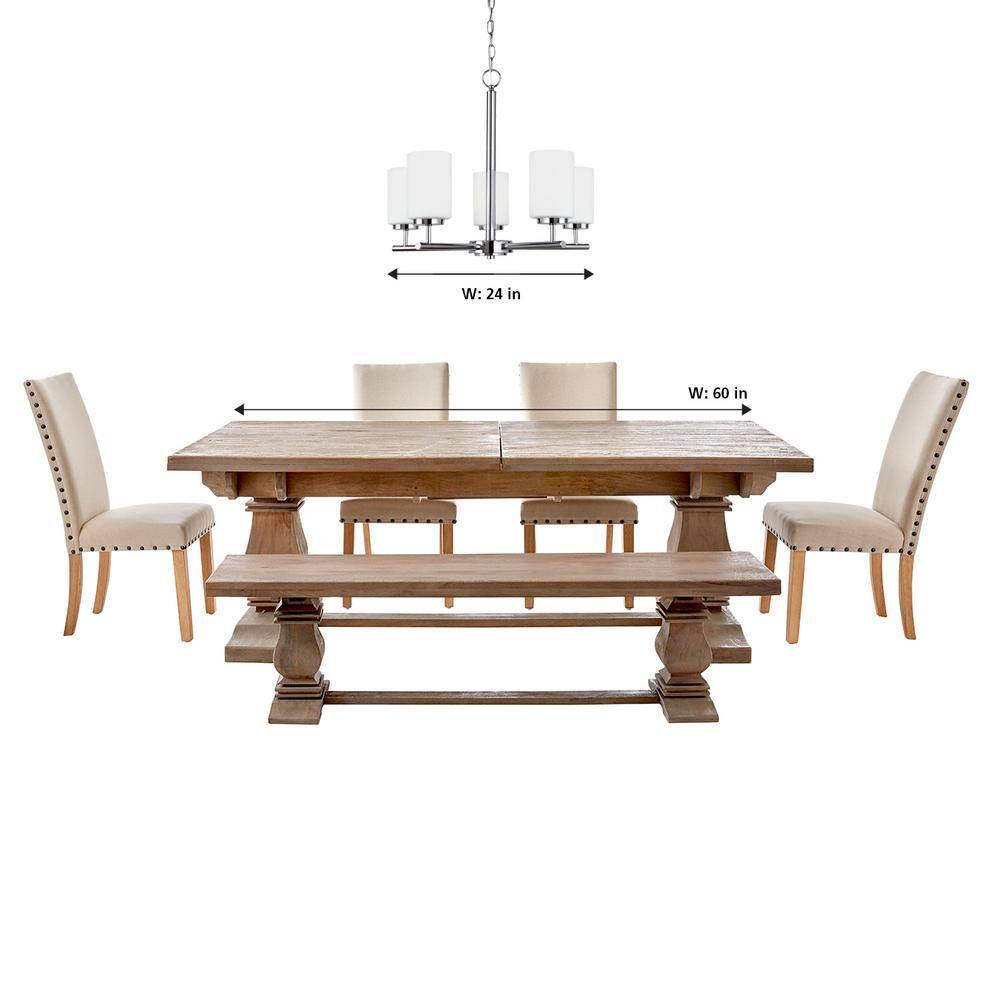 Oslo Chrome 5-Light Chandelier with Opal Etched Glass Shades