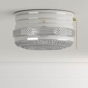 2-Light White Drum Flush Mount