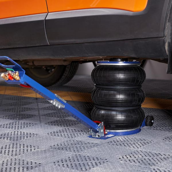 5 Ton/11000 lbs. Pneumatic Air Jack, Triple Bag, 18.5 in. Lift, Quick 3-5 Sec, 6-Steel Pipes, Adjustable Handle