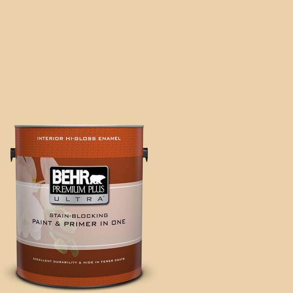 BEHR Premium Plus Ultra 1 gal. #350F-4 Quiet Veranda Hi-Gloss Enamel Interior Paint and Primer in One