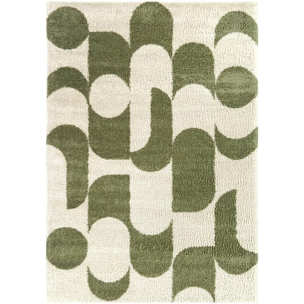 Cesaire Green 5 ft. x 7 ft. Geometric Area Rug