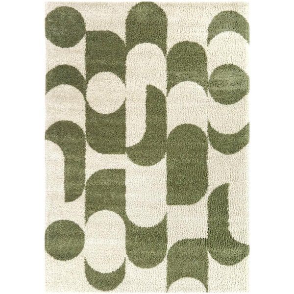 Cesaire Green 8 ft. x 10 ft. Geometric Area Rug