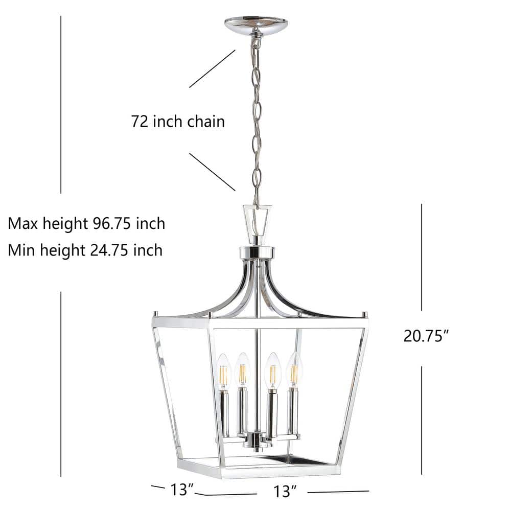 Nichi Chrome 4-Light Pagoda-Style Lantern Pendant