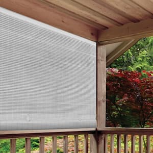 White Cordless Light Filtering UV Protection PVC Manual Roll-Up Sun Shade 36 in. W x 72 in. L