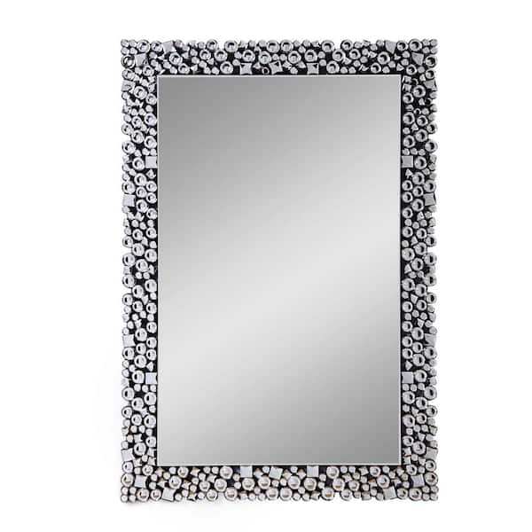 Kachina Silver 31 in. W x 47 in. H Glam Rectangle Framed Mirror
