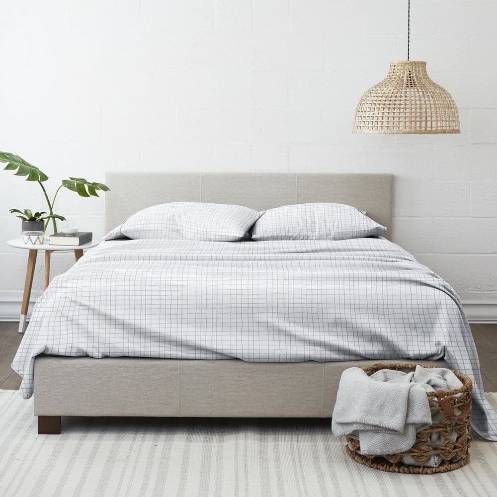 California King Light Gray Cotton Polyester Microfiber Sheet Set