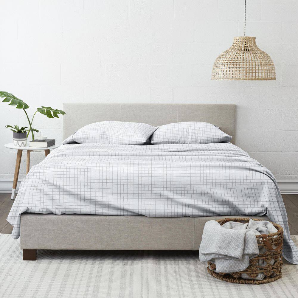 Full Gray and White Crossroad Pattern Microfiber Sheet Set