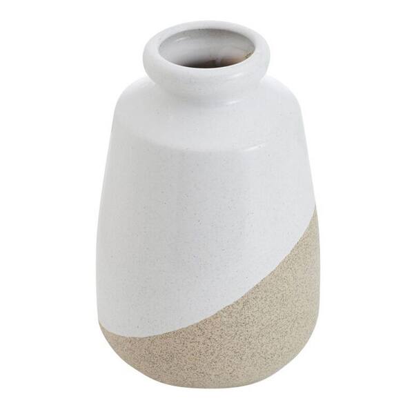 Elements 8-inch By 7-inch Tan Faux Wood Finish Ceramic Egg Pot
