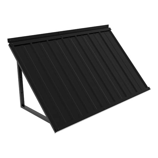 49.1 in. x 23.5 in. Fixed Metal Door Window Awning Canopy, Rust-Resistant Solid Steel Frame Cover, Black