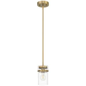 Shelby 60-Watt 1-Light Brushed Gold Shaded Pendant Light