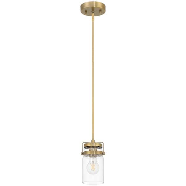 Shelby 60-Watt 1-Light Brushed Gold Shaded Pendant Light