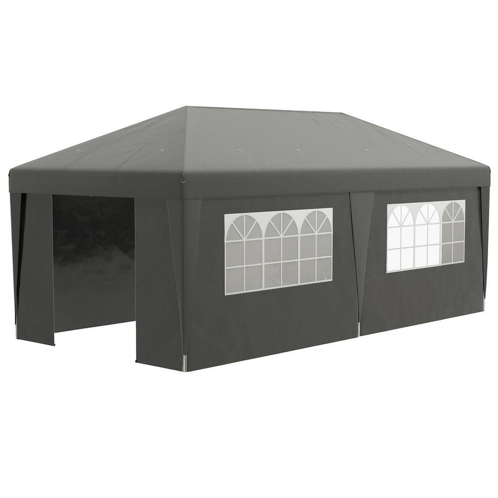 19.5 ft. x 10 ft. Gray Pop Up Canopy Tent with Sidewalls Height Adjustable Double Doors Carry Bags price history on PriceWatchPro