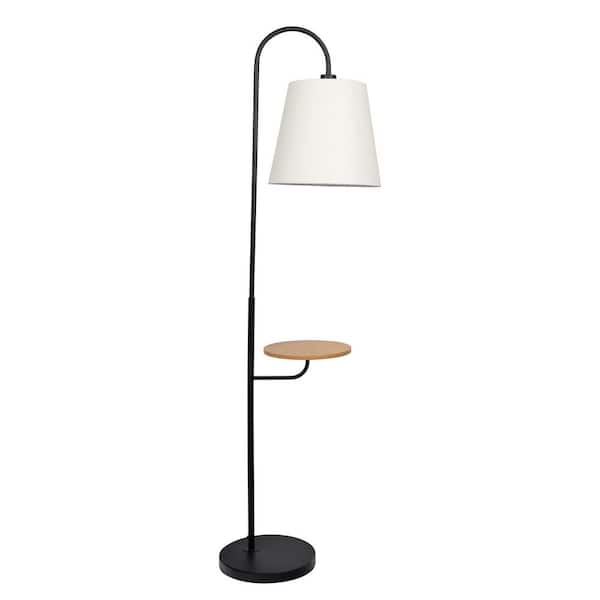 60 in. Black Modern 1-Light Smart 1-Way (On/Off) Standard Floor Lamp for Living Room with Linen Drum Shade