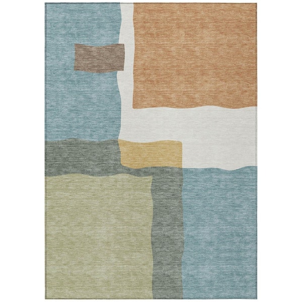 Chantille Machine Washable Indoor/Outdoor Abstract ACN2400 Seafoam 5 ft. x 7 ft. 6 in. Area Rug