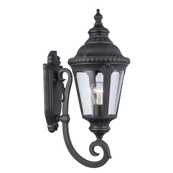 Bel Air Lighting Commons 1-Light Rust Coach Outdoor Wall Light Fixture with Seeded Glass