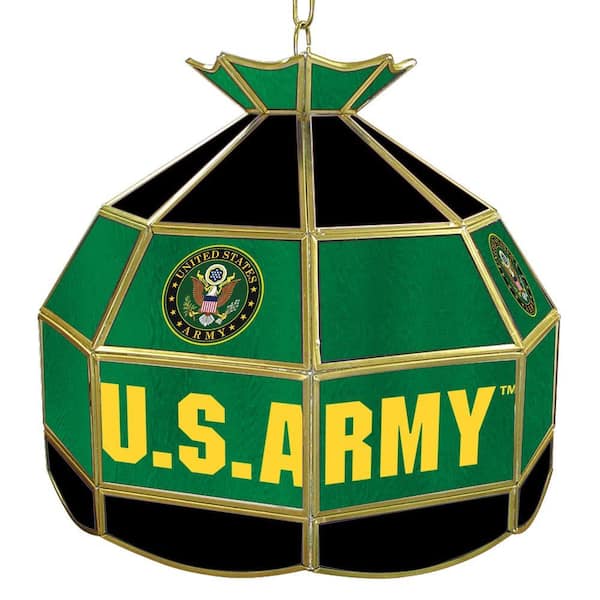 Trademark United States Army Symbol 16 in. Gold Hanging Tiffany Style Lamp