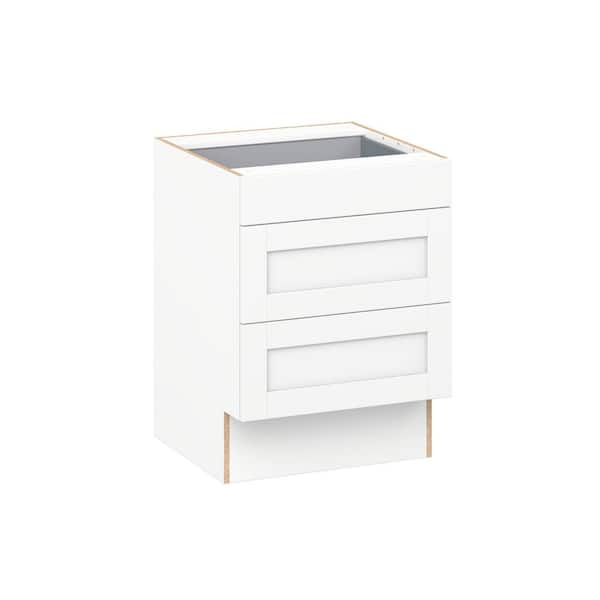 Milton 24 in. W x 24 in. D x 32.5 in. H Assembled Shaker Accessible ADA Drawer Base Kitchen Cabinet in Bright White