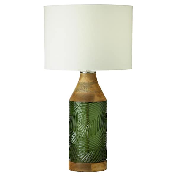 River of Goods Zooey 26 in. Green Glass and Brown Wood Table Lamp