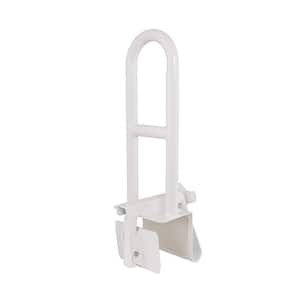 17 .5 in Stainless Steel Adjustable Bathtub Safety Rail Shower Grab Bar Handle with Padded Clamp Mechanism, White