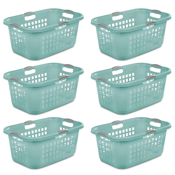 Sterilite Ultra Aqua 2-Bushel Plastic Stackable Clothes Laundry Basket (6-Pack)