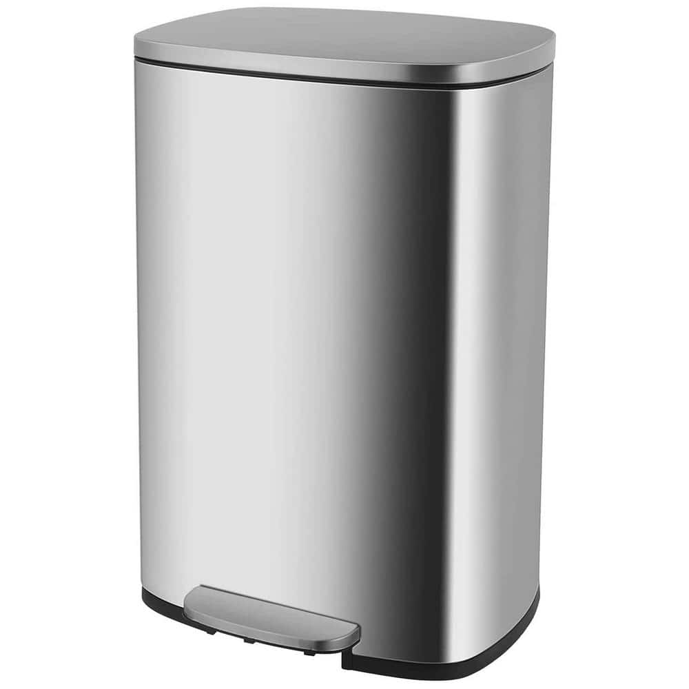 13 gal. Steel Step-On Stainless Steel Trash Can