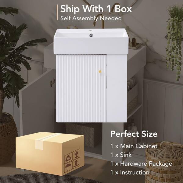 Virubi 21.6 in. W Floating White Bath Vanity with White