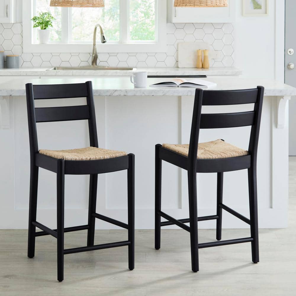 Home Decorators Collection 24.3 in. Hamlin Natural Woven Counter Stools ...