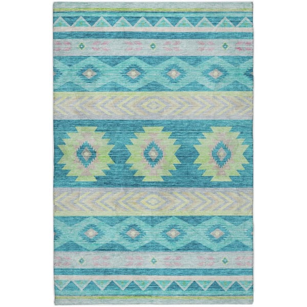 Dream Shag Premium Machine Washable Abstract ADS178 Peacock 8 ft. x 10 ft. Area Rug