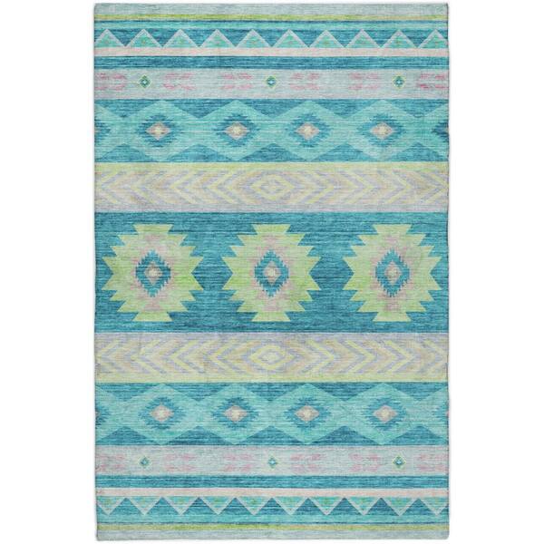 Dream Shag Premium Machine Washable Abstract ADS178 Peacock 9 ft. x 12 ft. Area Rug