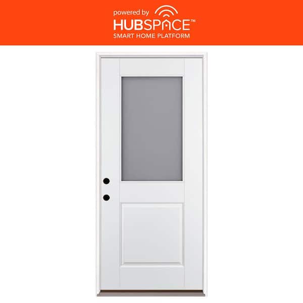Feather River Doors Smart Glass 36 in. x 80 in. Right Hand Inswing 1/2-Lite Smooth Unfinished Fiberglass Prehung Front Door