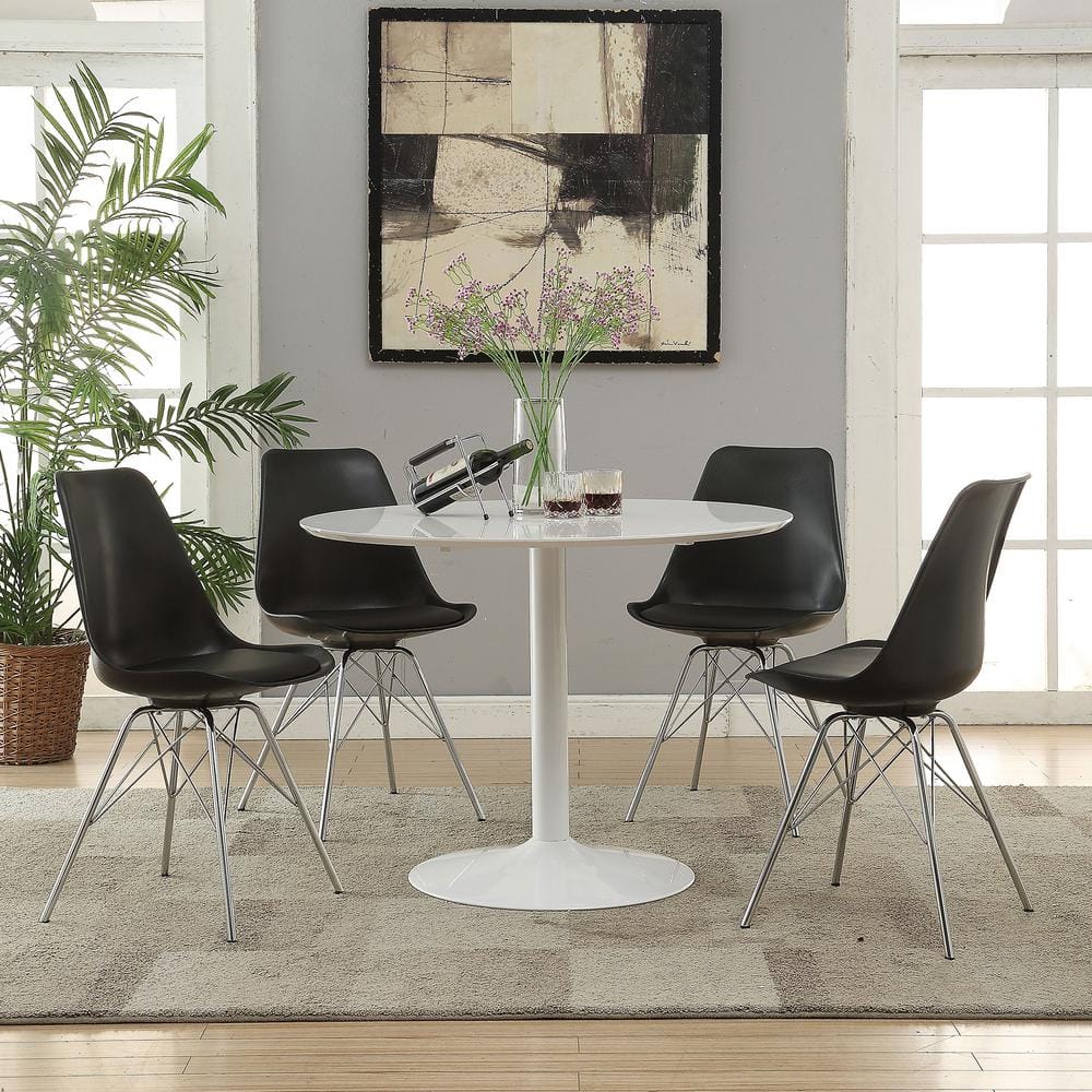 Coaster Lowry 5-Piece Round Black and White Wood Top Dining