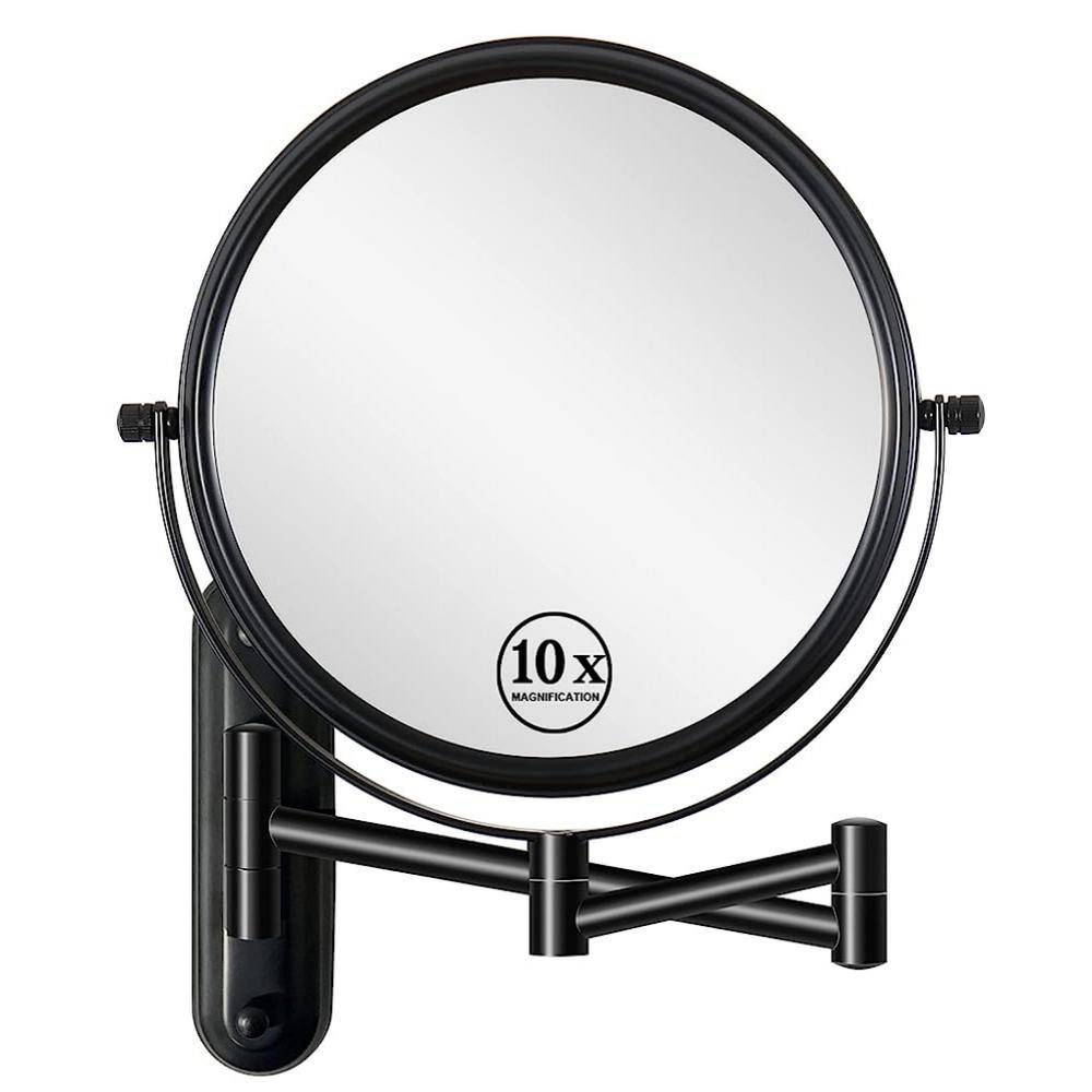 8 Inch Black Wall Mounted Makeup Vanity Mirror, Double Sided 1x/10x Magnifying Mirror, 360° Swivel with Extension Arm price history on PriceWatchPro