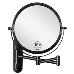 8 Inch Black Wall Mounted Makeup Vanity Mirror, Double Sided 1x/10x Magnifying Mirror, 360° Swivel with Extension Arm