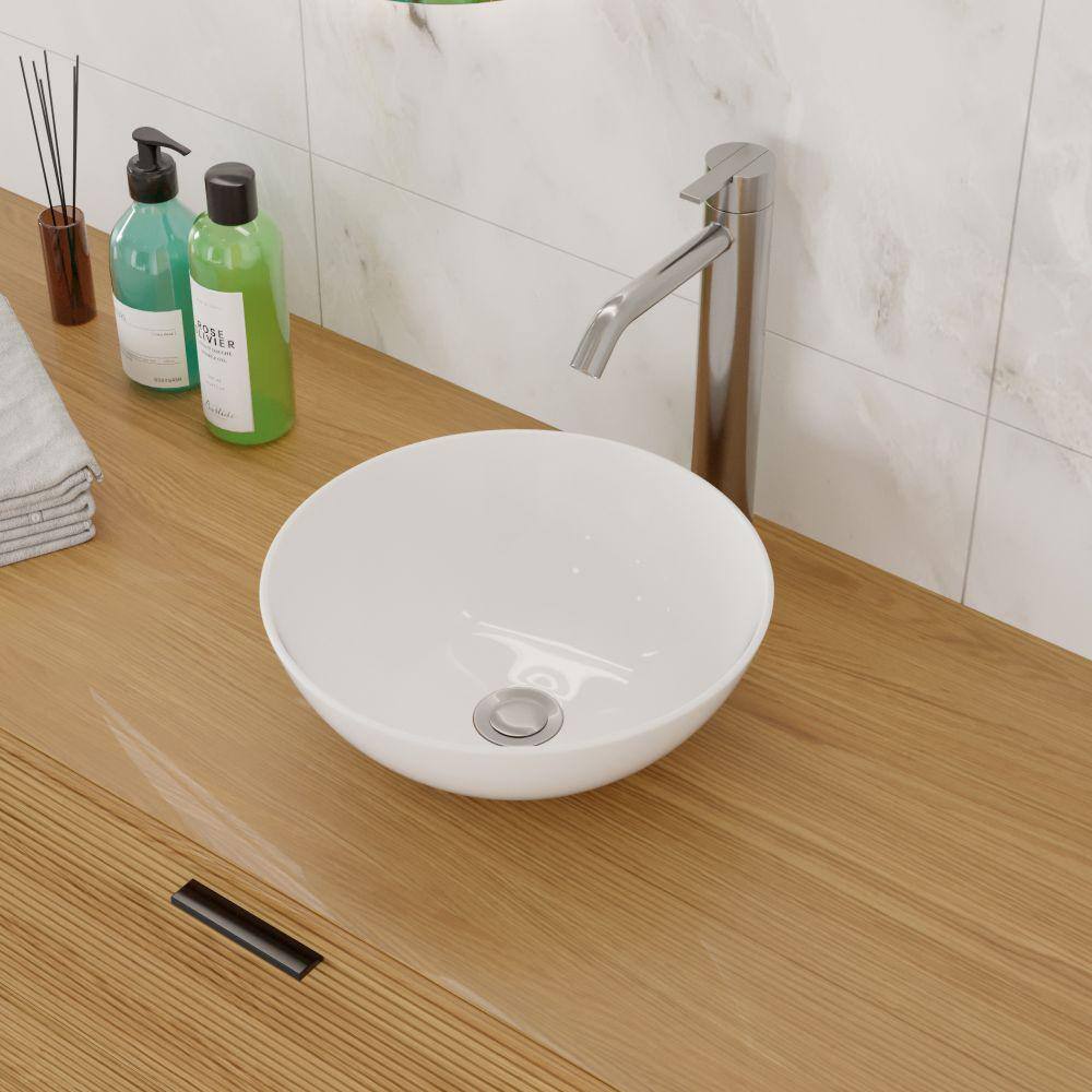 16 Inch White Ceramic Round Vessel Bathroom Sink