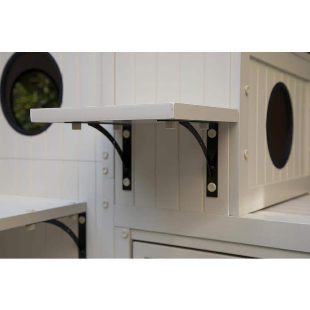 EcoFlex Beige Multi-Level Outdoor Cat House with Shelves