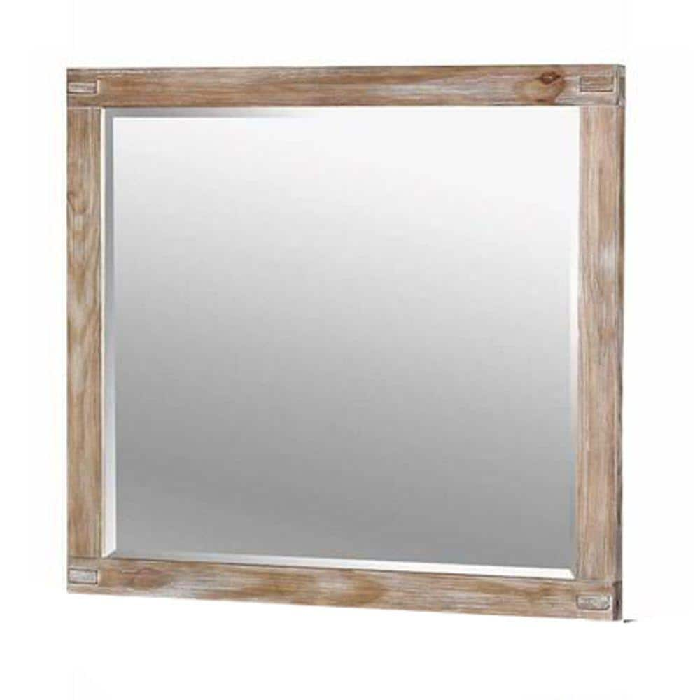 Benjara 2 In. W X 42.38 In. H Wooden Frame Brown Wall Mirror BM233764 ...