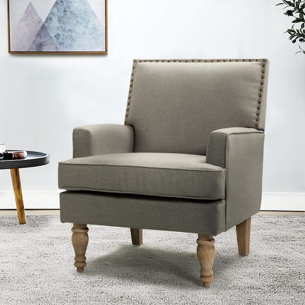 JAYDEN CREATION Cahokia Classic Grey Polyester Upholstery Accent Chair ...