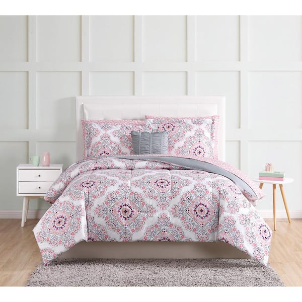Style 212 Shirley 9-Piece Pink Twin Bed in a Bag Set