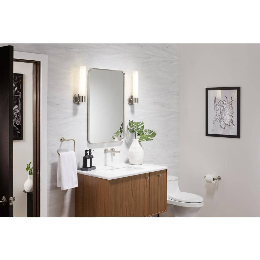 Essential Brushed Nickel 34" x 22" Rectangular Bathroom Vanity Mirror
